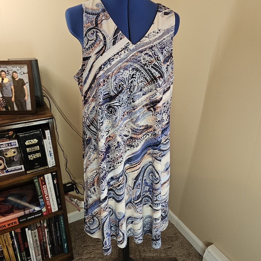 Cato XL Paisley Marbled Print Sheath Dress with Pockets